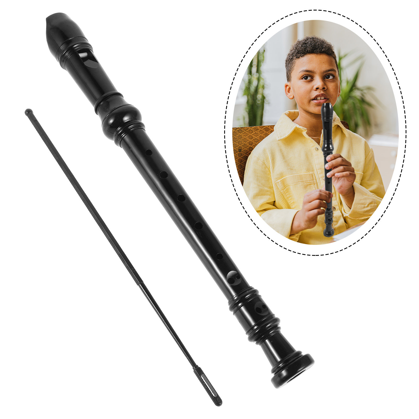 Soprano Recorder Plastic - 8-Loch Schwarzes Transparentes ABS Sopranblockflöte Plastik-Blockflöte